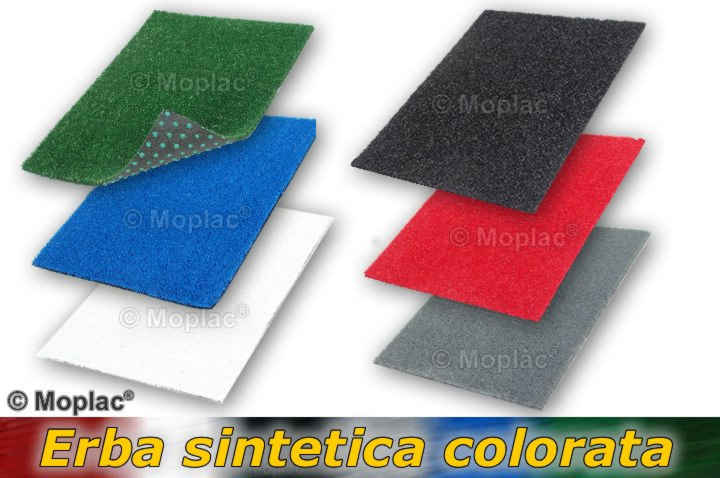 Erba sintetica colorata colore verde, rosso,
 grigio, bianco, nero o blú)